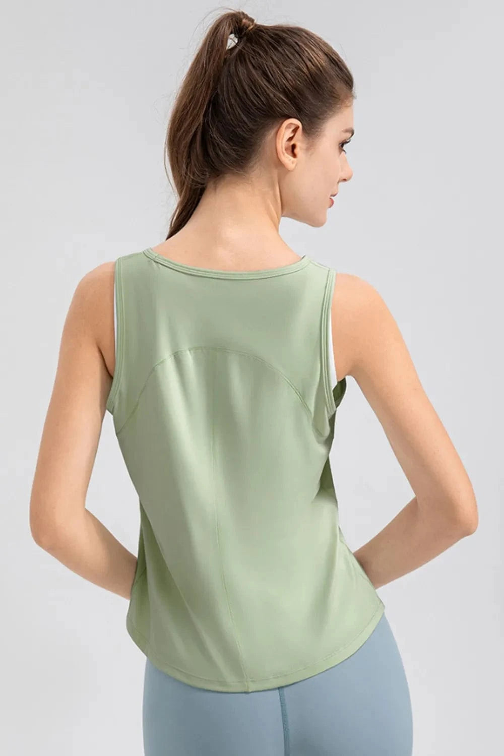 Wide Strap Round Neck Active Tank - ShalayeFashion