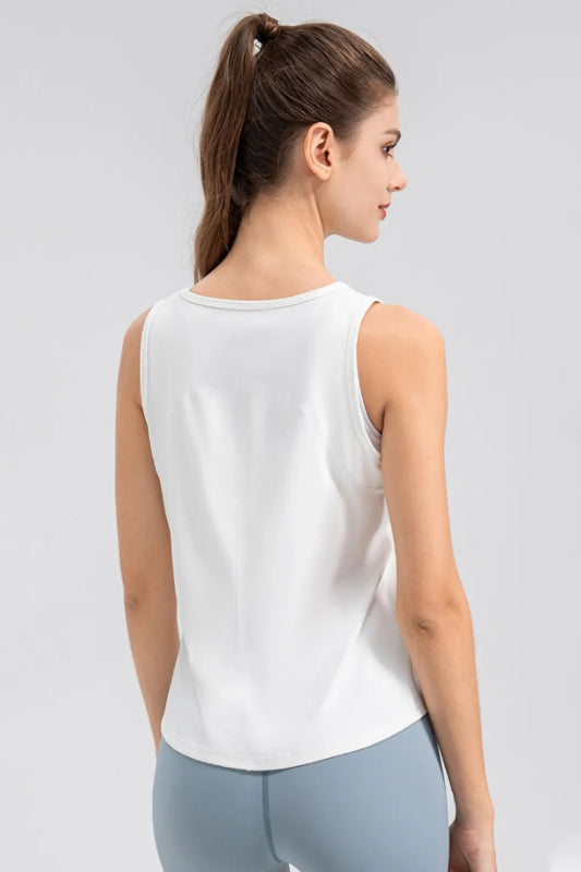 Wide Strap Round Neck Active Tank - ShalayeFashion