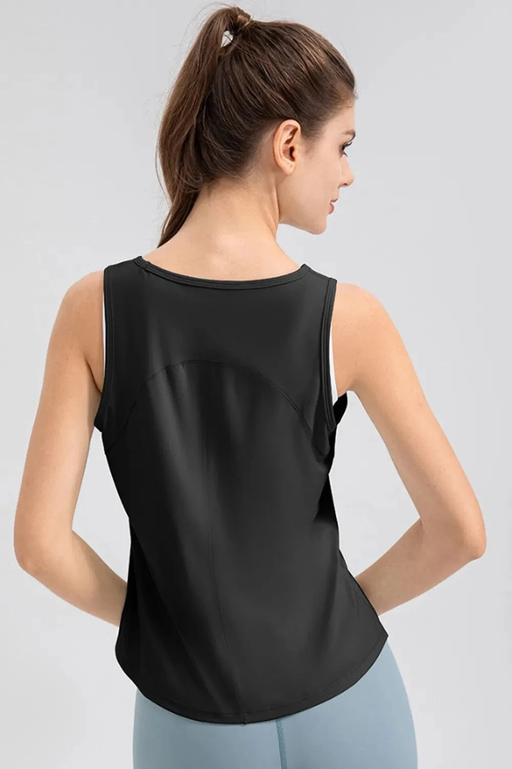 Wide Strap Round Neck Active Tank - ShalayeFashion