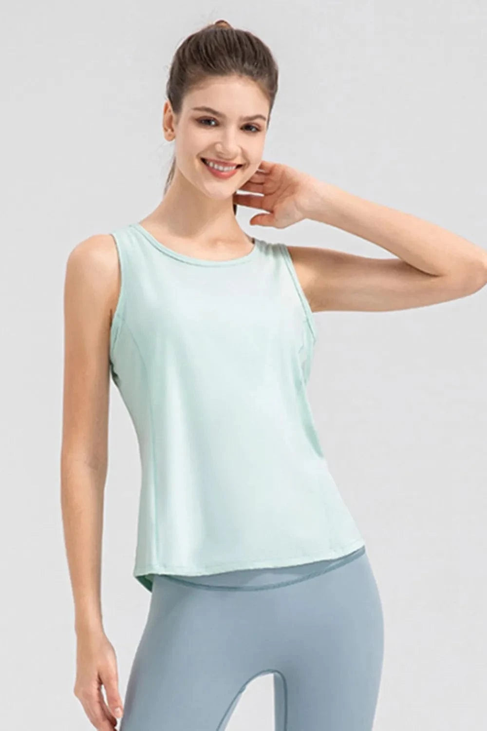 Wide Strap Round Neck Active Tank - ShalayeFashion