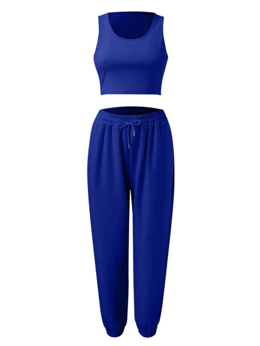 Wide Strap Top and Drawstring Joggers Set - ShalayeFashion