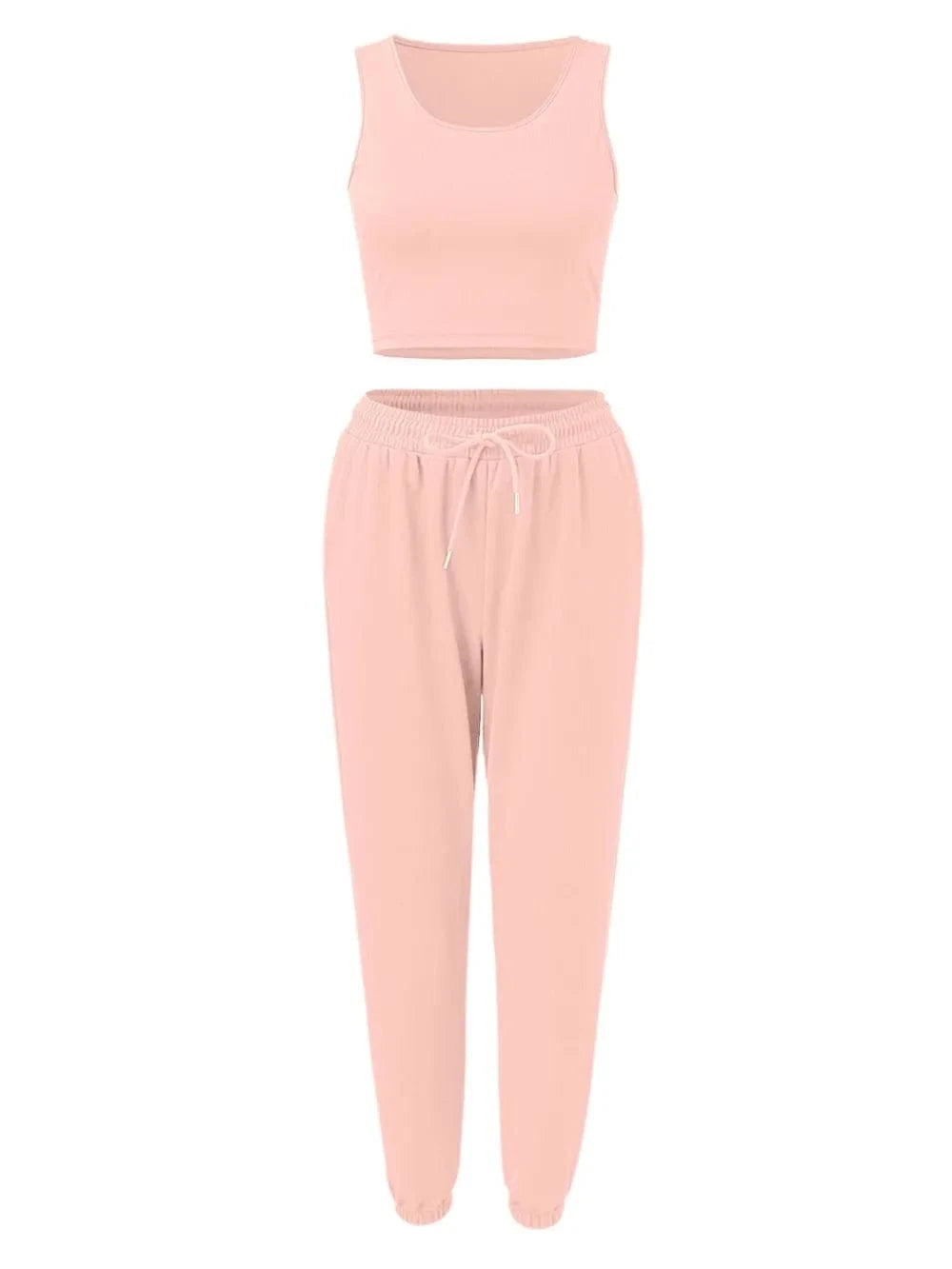 Wide Strap Top and Drawstring Joggers Set - ShalayeFashion