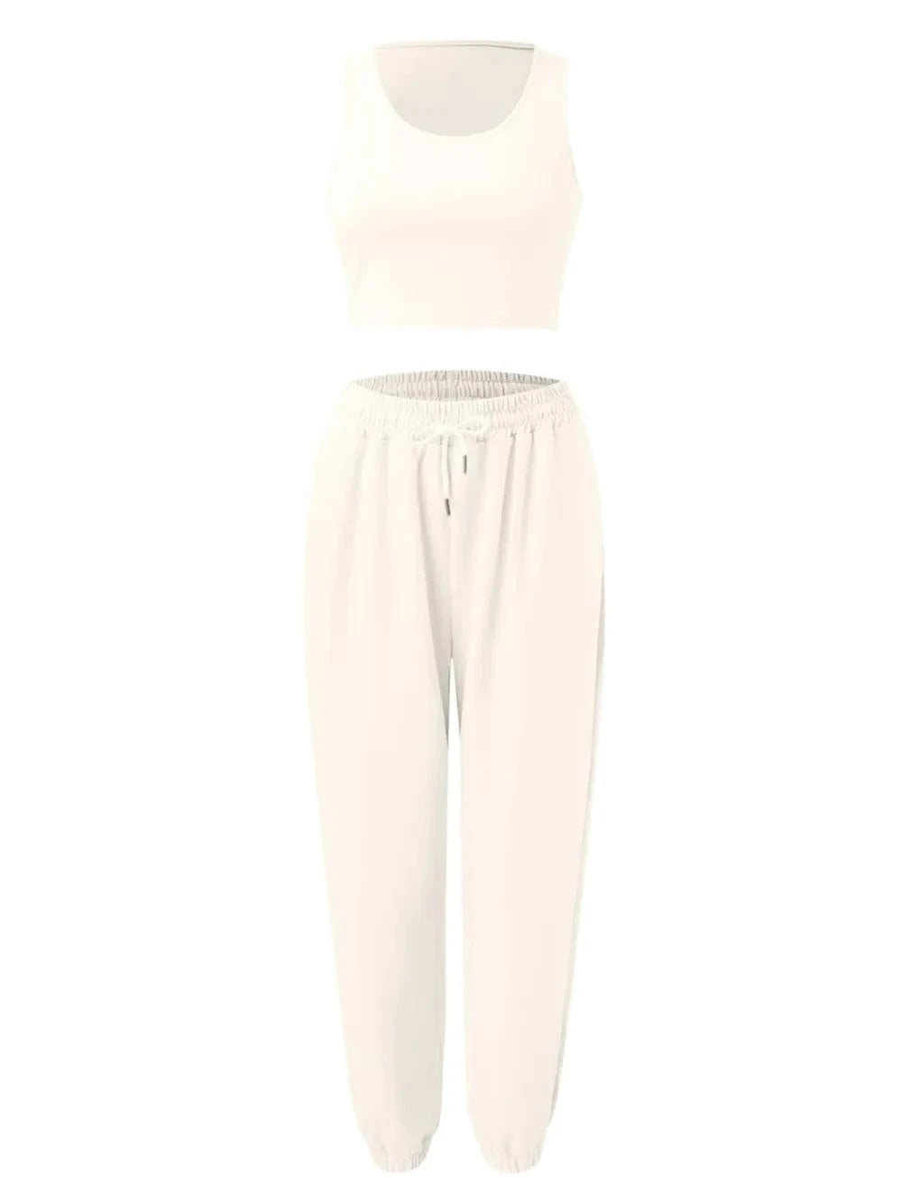 Wide Strap Top and Drawstring Joggers Set - ShalayeFashion