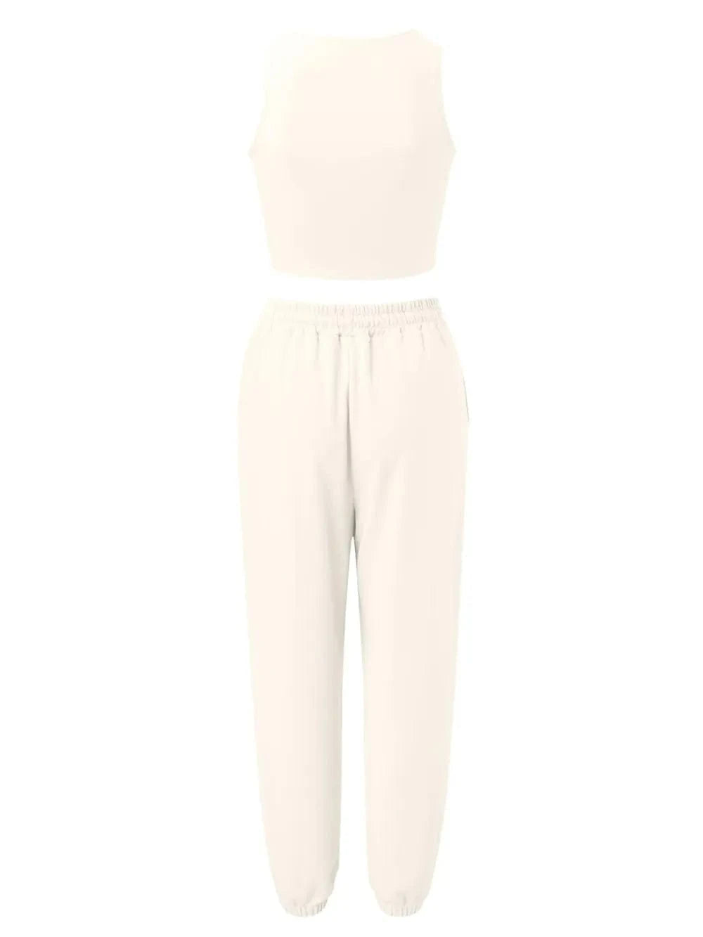 Wide Strap Top and Drawstring Joggers Set - ShalayeFashion
