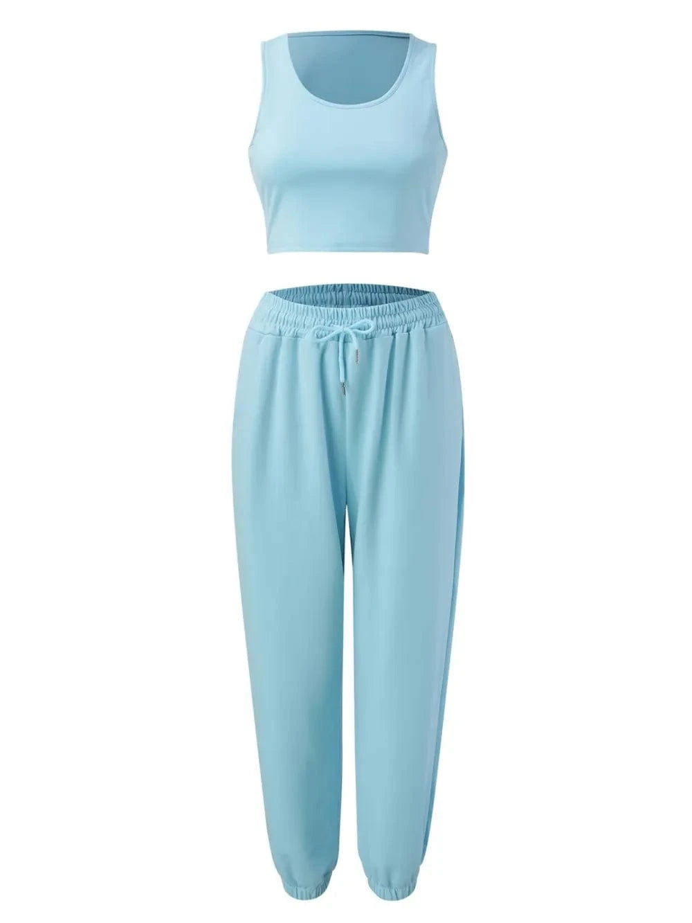 Wide Strap Top and Drawstring Joggers Set - ShalayeFashion