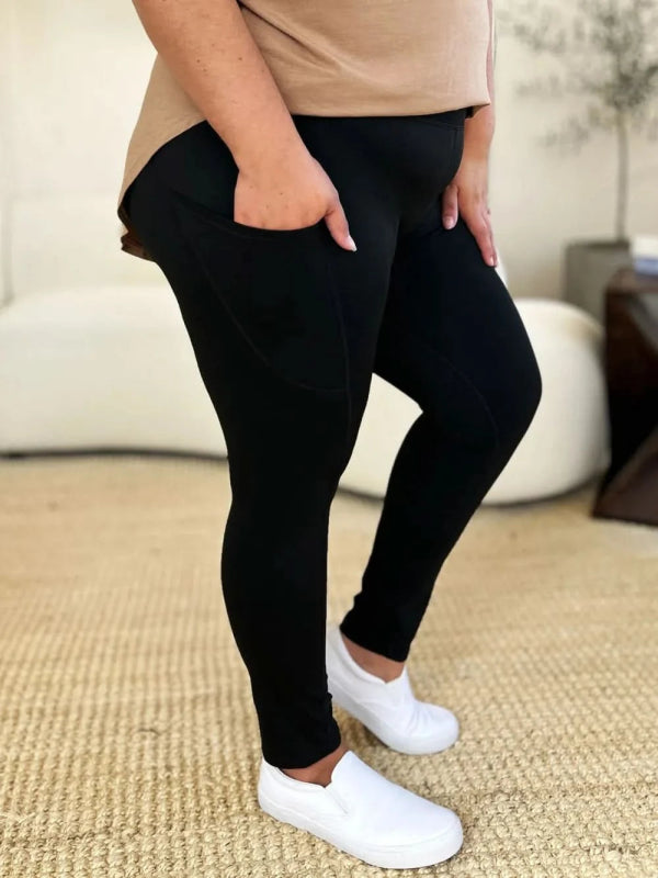 Wide Waistband Sports Leggings - ShalayeFashion