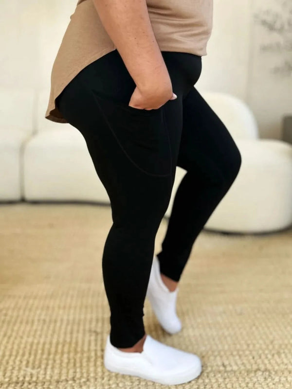 Wide Waistband Sports Leggings - ShalayeFashion
