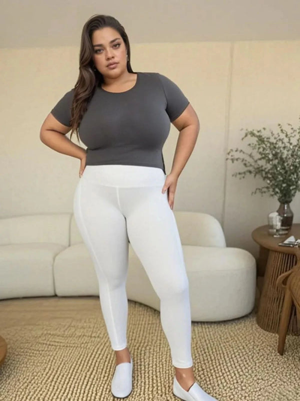Wide Waistband Sports Leggings - ShalayeFashion