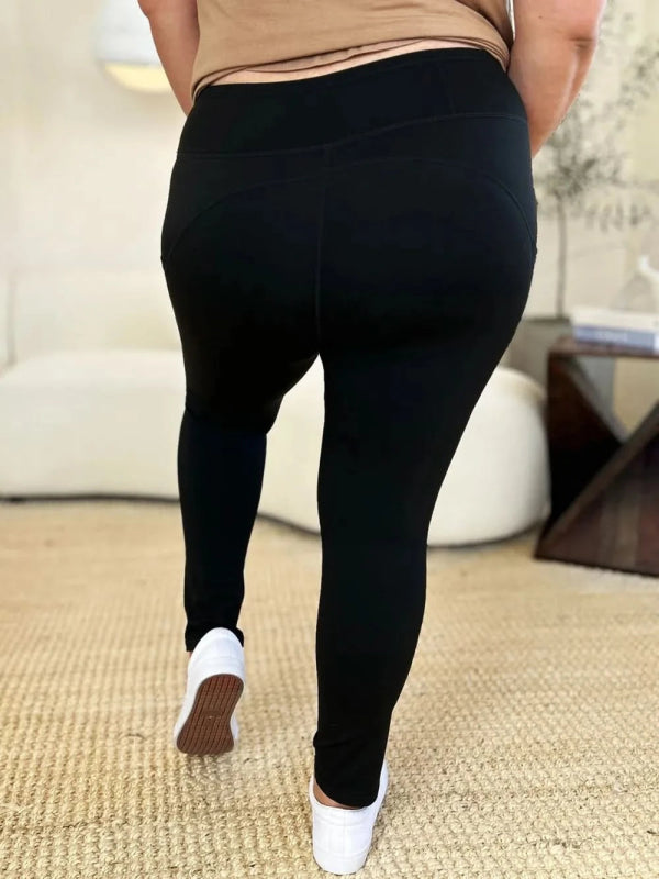 Wide Waistband Sports Leggings - ShalayeFashion