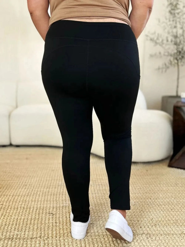 Wide Waistband Sports Leggings - ShalayeFashion
