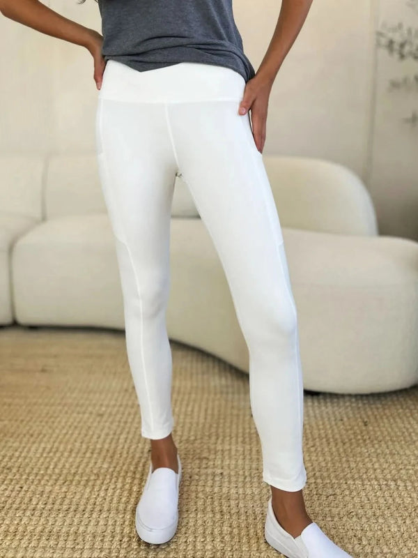 Wide Waistband Sports Leggings - ShalayeFashion