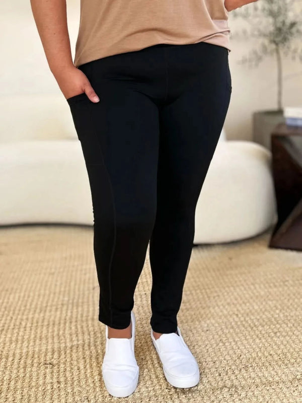 Wide Waistband Sports Leggings - ShalayeFashion