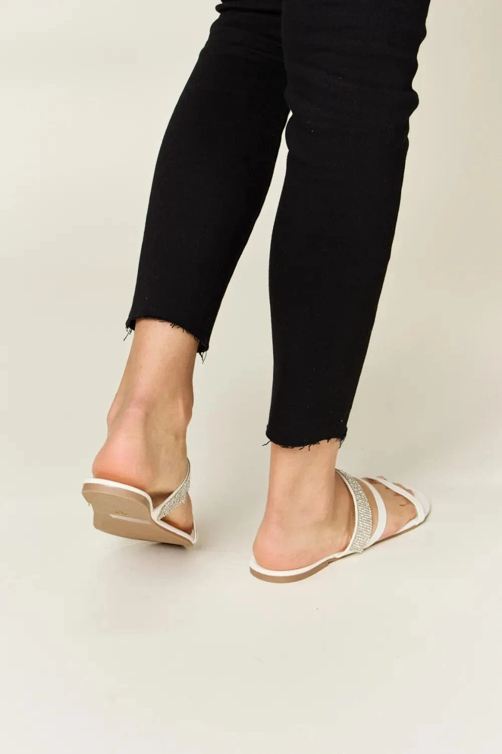 WILD DIVA Rhinestone Strappy Flat Sandals - ShalayeFashion