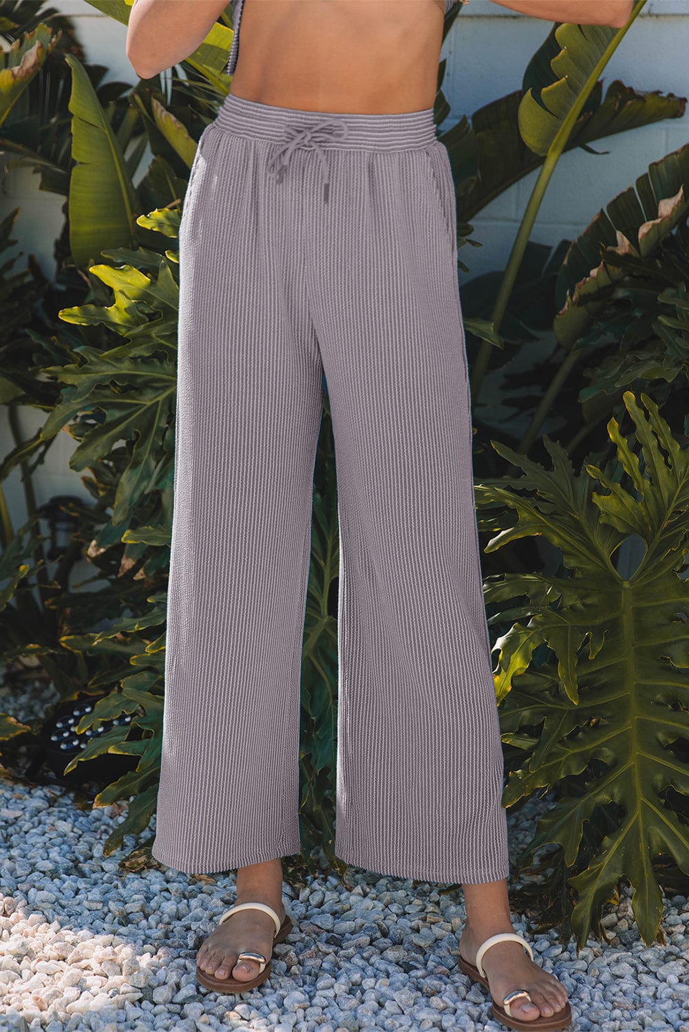 Wild Wind Corded Knit Tee & Pants Set - ShalayeFashion