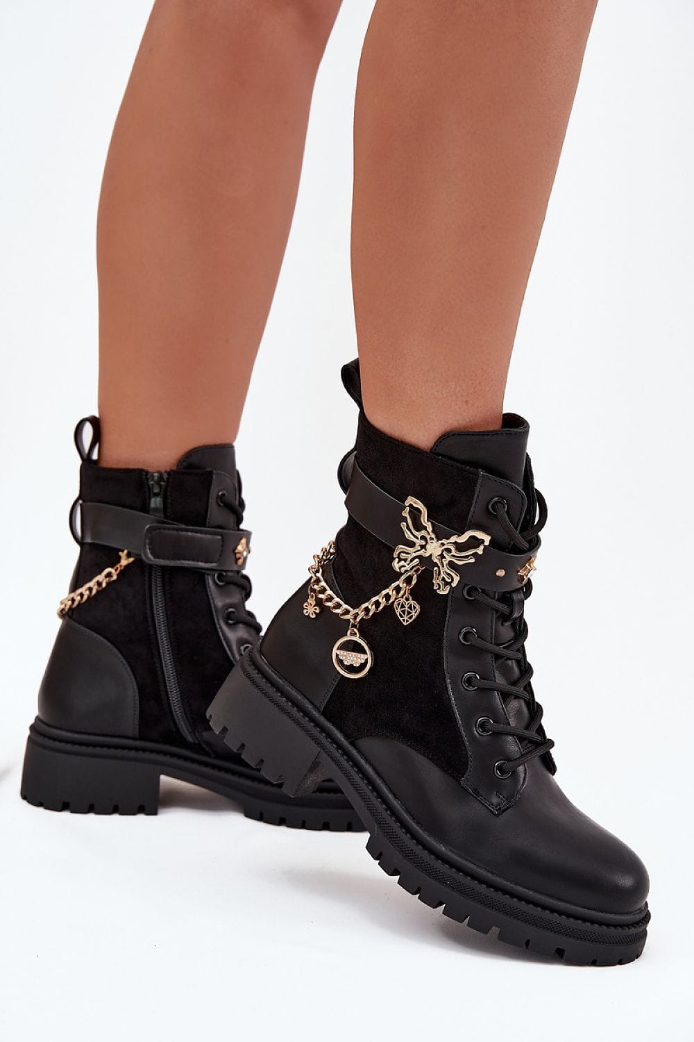 Winter Ankle Boots Women Eco Leather Chain - ShalayeFashion