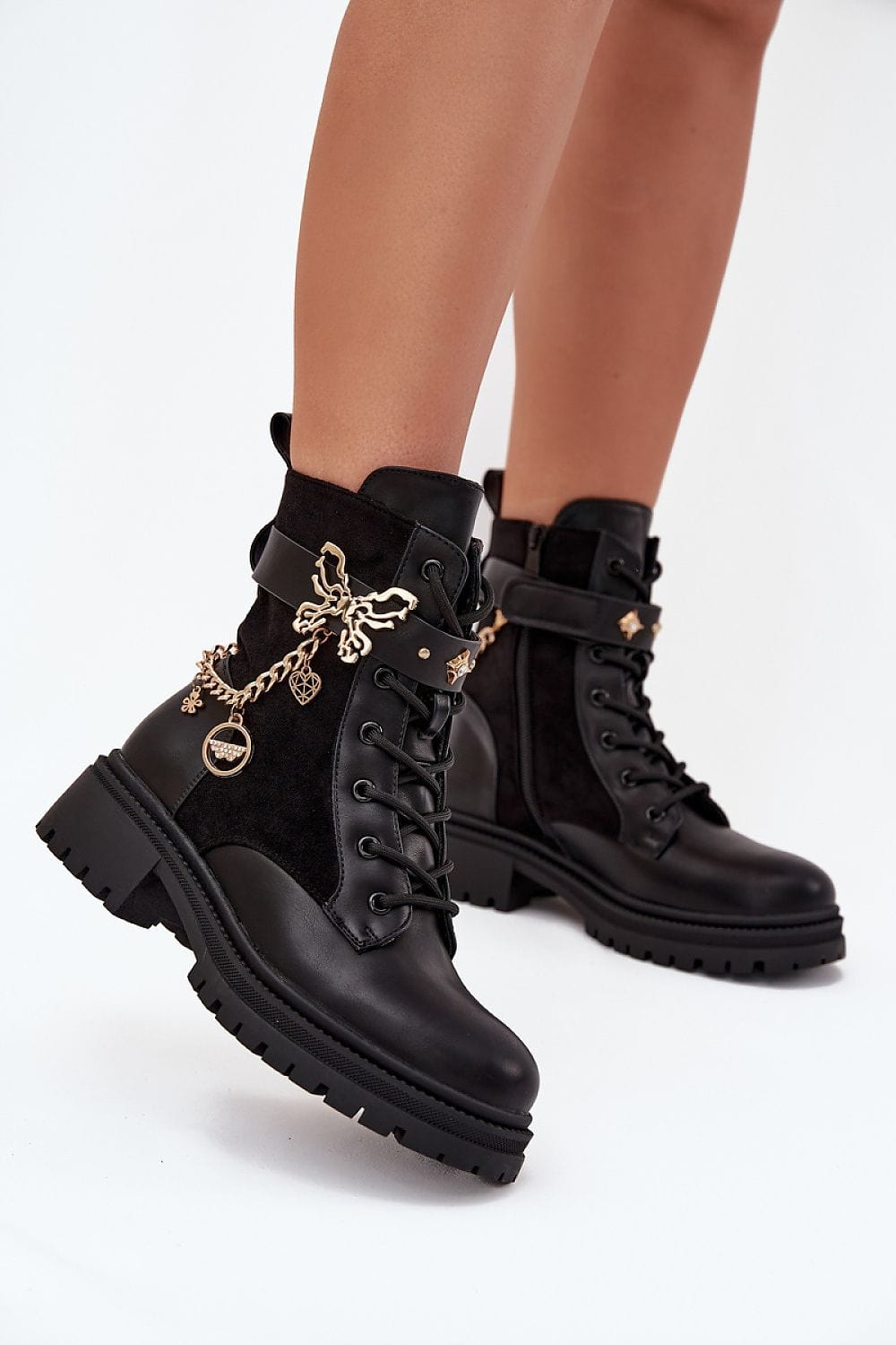 Winter Ankle Boots Women Eco Leather Chain - ShalayeFashion