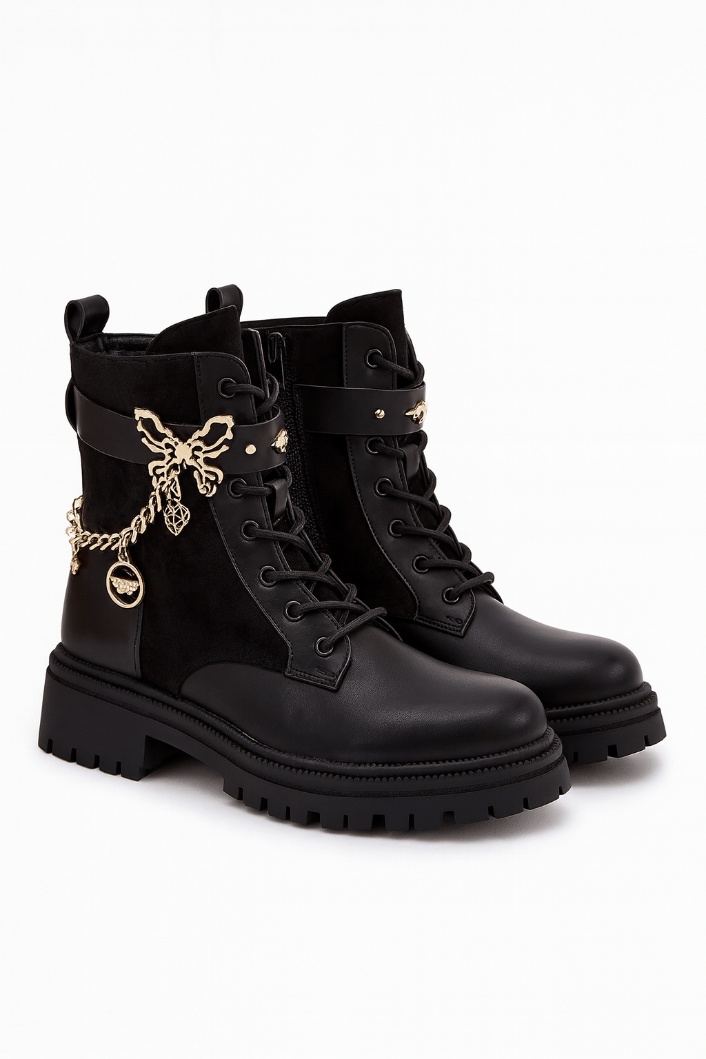Winter Ankle Boots Women Eco Leather Chain - ShalayeFashion