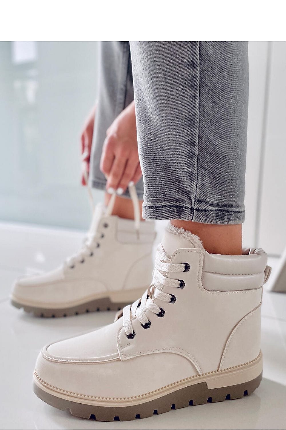 Winter Fur Lined Lace - Up Boots Women - ShalayeFashion
