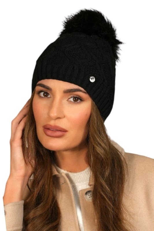 Winter Hat Women Graphite Pom Pom Fleece - ShalayeFashion