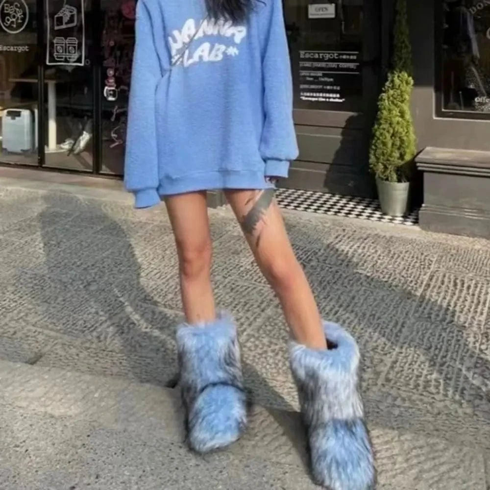 Winter Snow Boots Women Faux Fur - ShalayeFashion