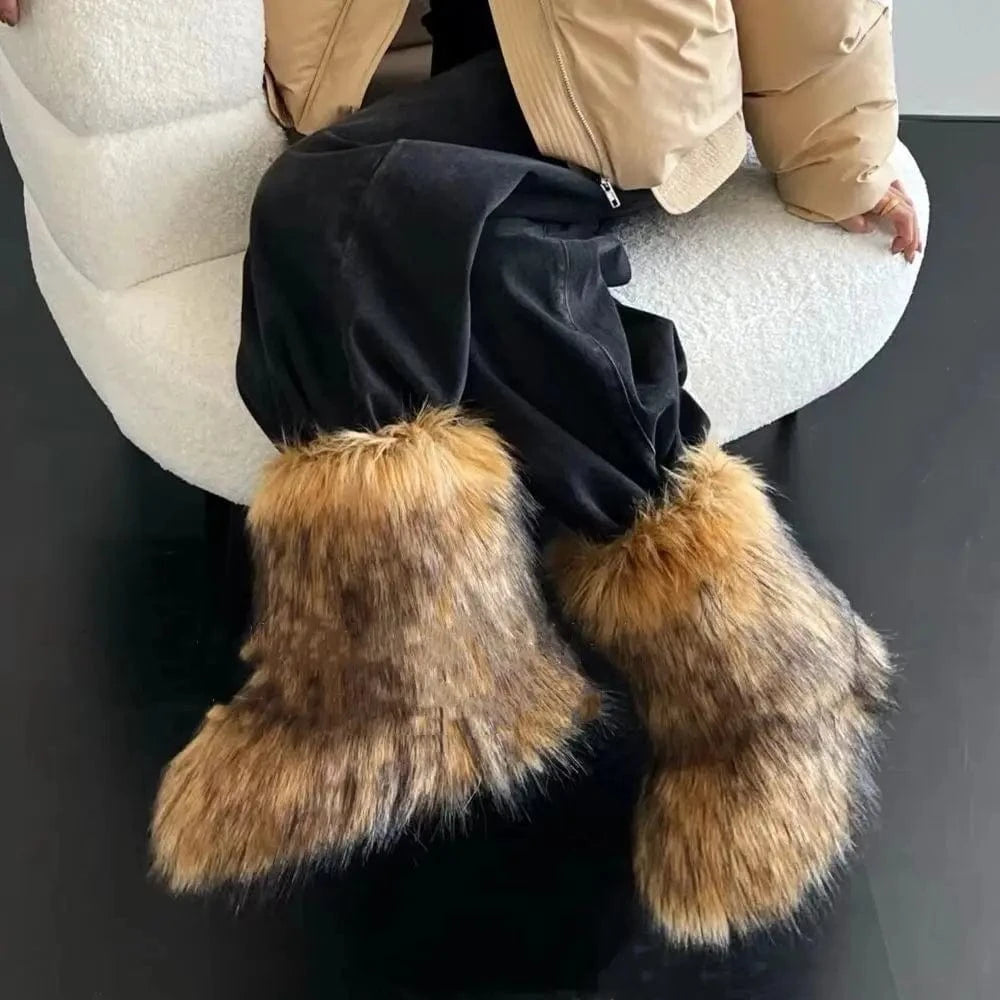 Winter Snow Boots Women Faux Fur - ShalayeFashion