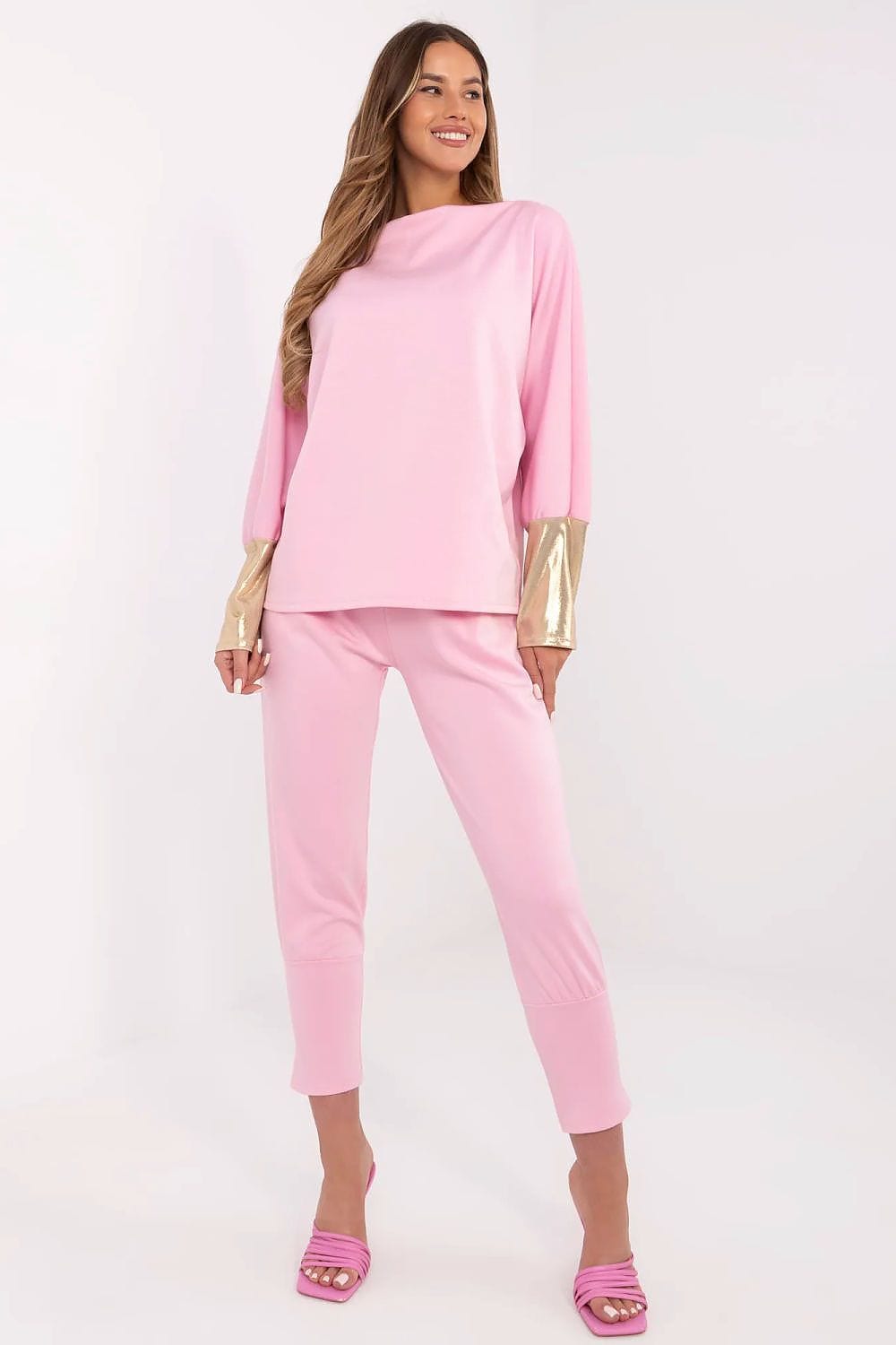 Women Boat Neck Set High Waist Pants - ShalayeFashion