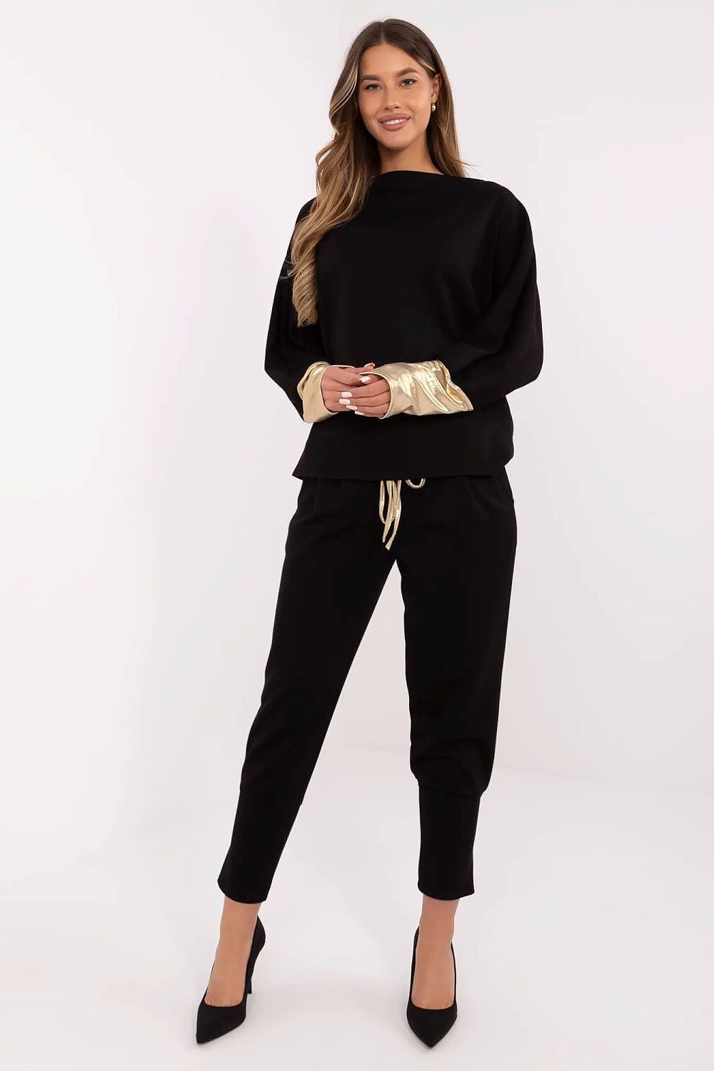 Women Boat Neck Set High Waist Pants - ShalayeFashion