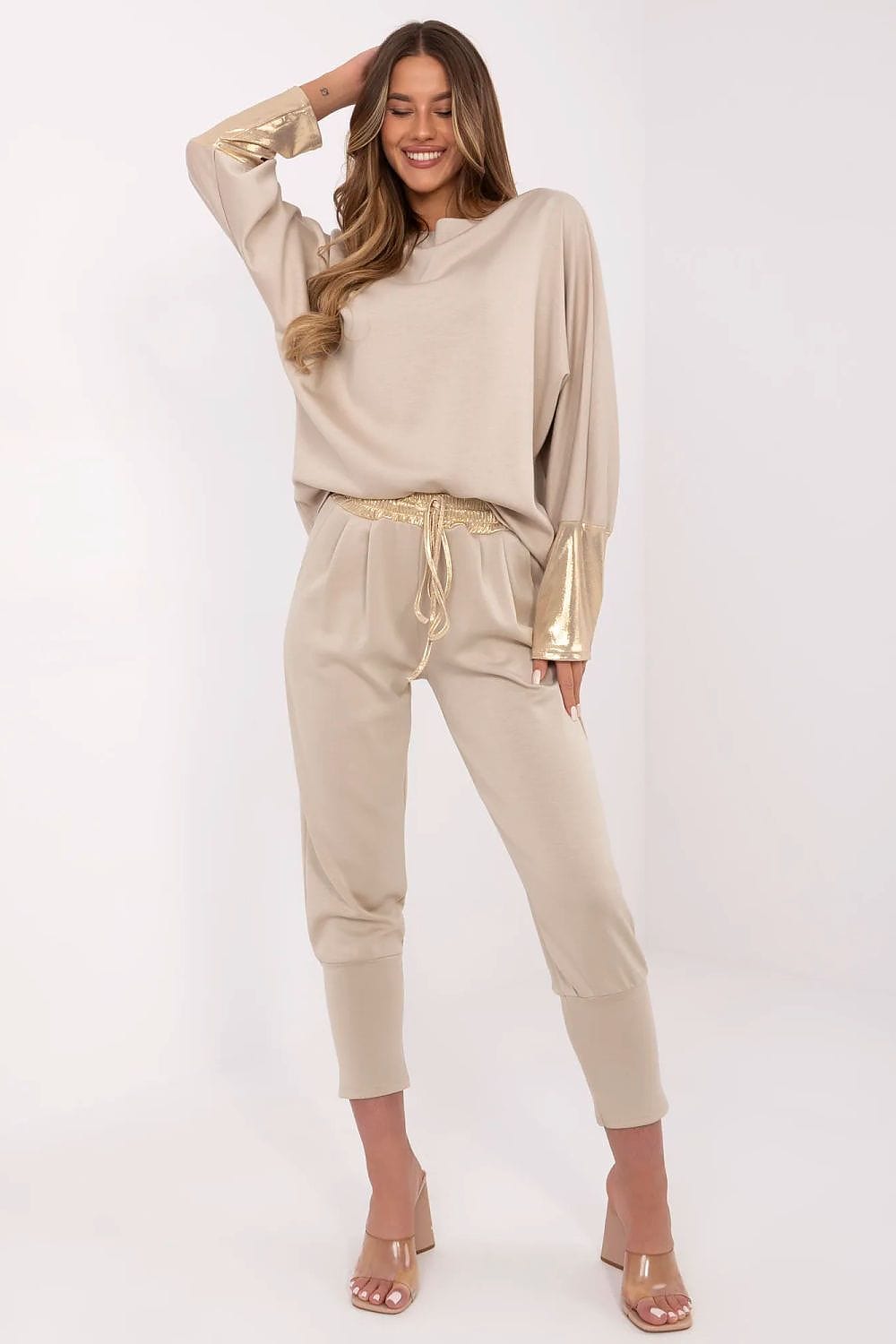 Women Boat Neck Set High Waist Pants - ShalayeFashion