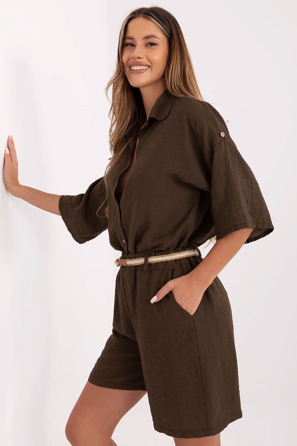 Women Boho Shorts High Waist Belt - ShalayeFashion