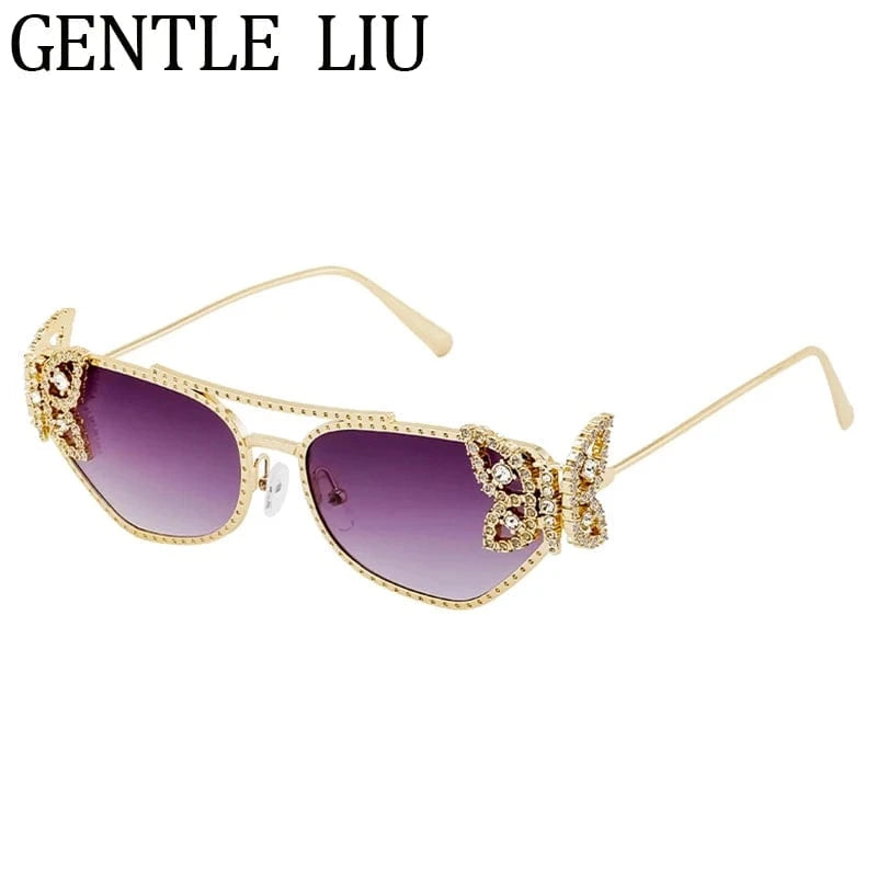 Women Cat Eye Sunglasses Rhinestone UV400 - ShalayeFashion