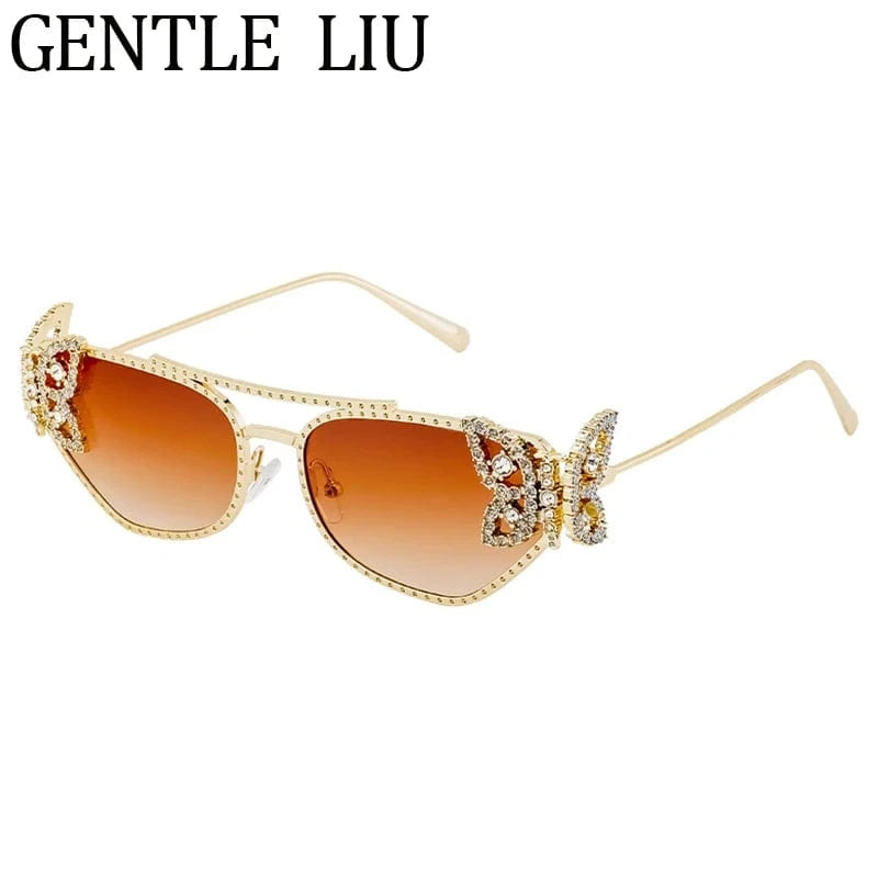 Women Cat Eye Sunglasses Rhinestone UV400 - ShalayeFashion