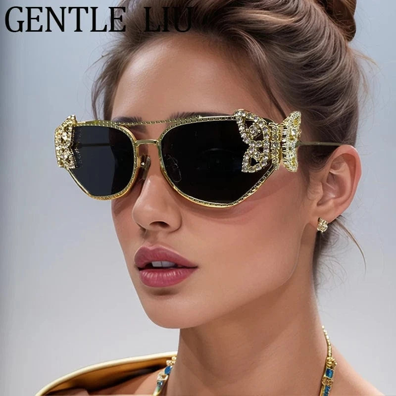 Women Cat Eye Sunglasses Rhinestone UV400 - ShalayeFashion