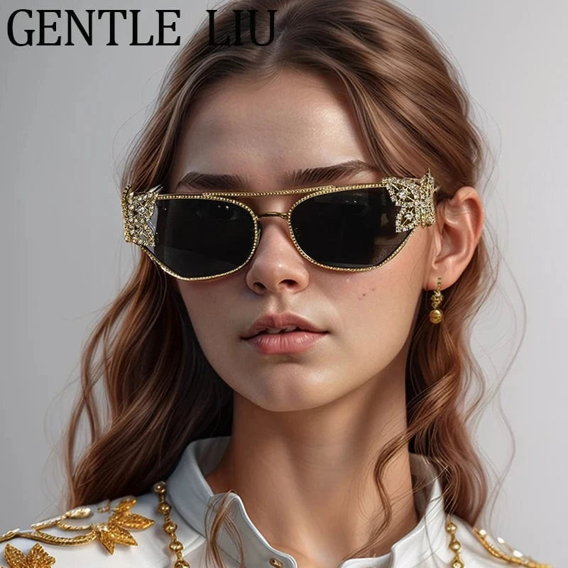 Women Cat Eye Sunglasses Rhinestone UV400 - ShalayeFashion
