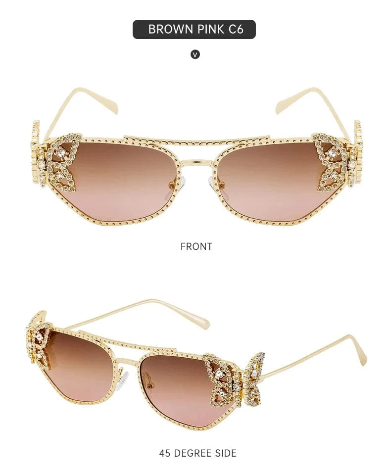 Women Cat Eye Sunglasses Rhinestone UV400 - ShalayeFashion