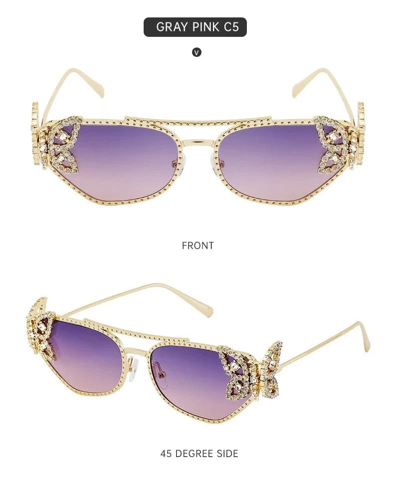 Women Cat Eye Sunglasses Rhinestone UV400 - ShalayeFashion