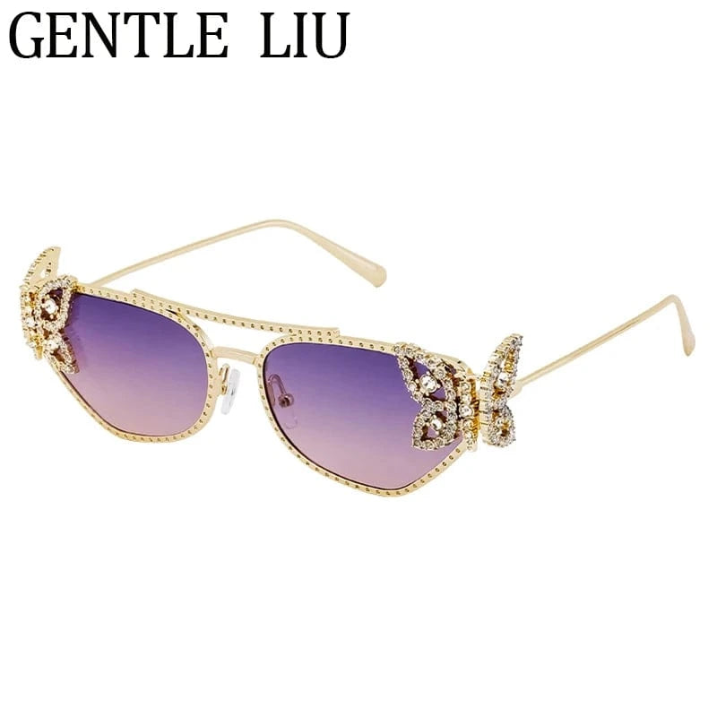 Women Cat Eye Sunglasses Rhinestone UV400 - ShalayeFashion