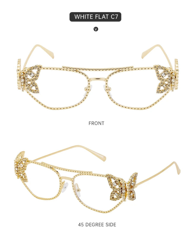 Women Cat Eye Sunglasses Rhinestone UV400 - ShalayeFashion
