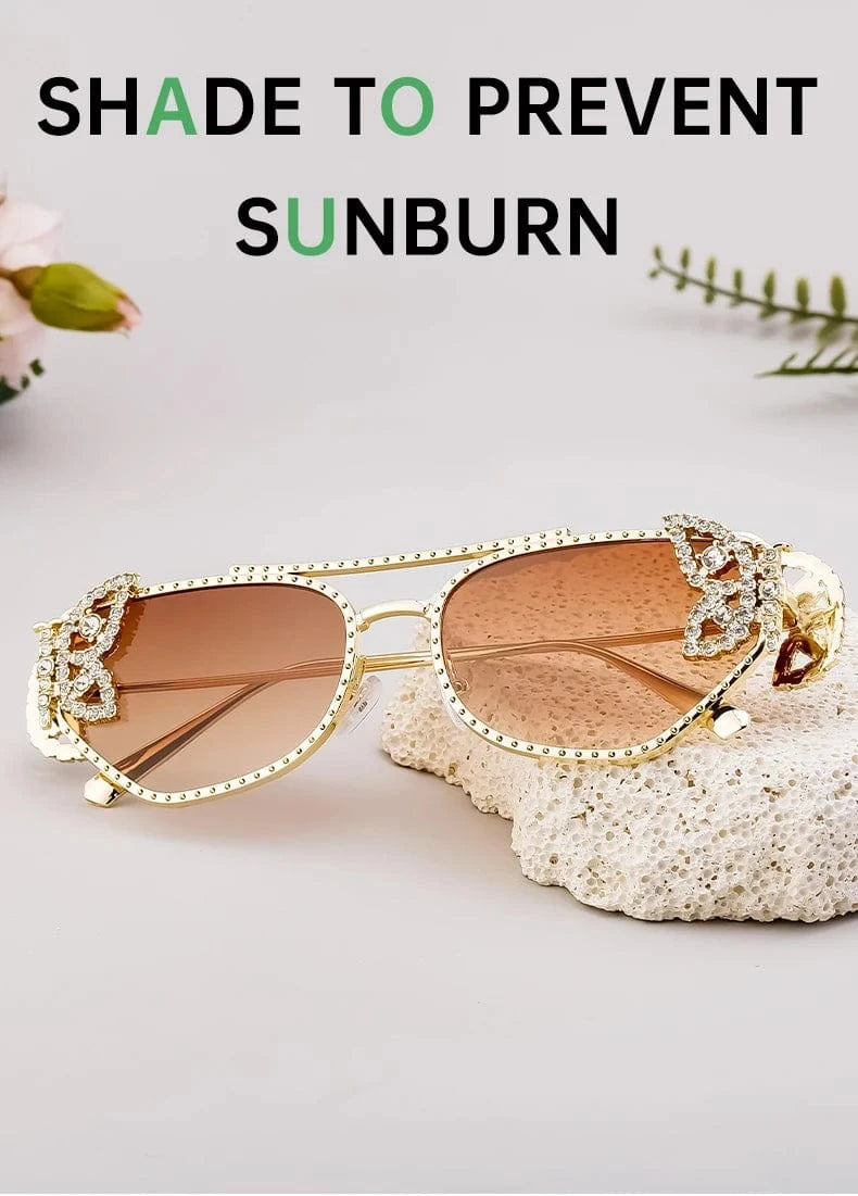 Women Cat Eye Sunglasses Rhinestone UV400 - ShalayeFashion