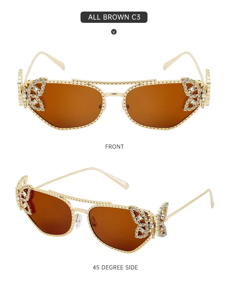 Women Cat Eye Sunglasses Rhinestone UV400 - ShalayeFashion