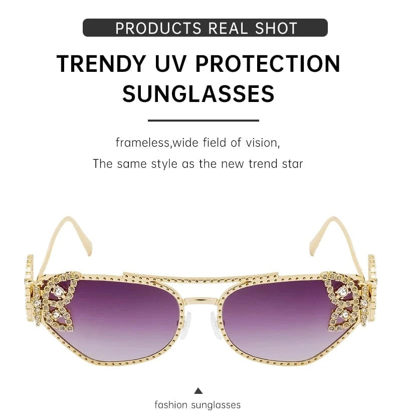 Women Cat Eye Sunglasses Rhinestone UV400 - ShalayeFashion