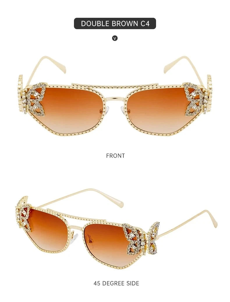 Women Cat Eye Sunglasses Rhinestone UV400 - ShalayeFashion
