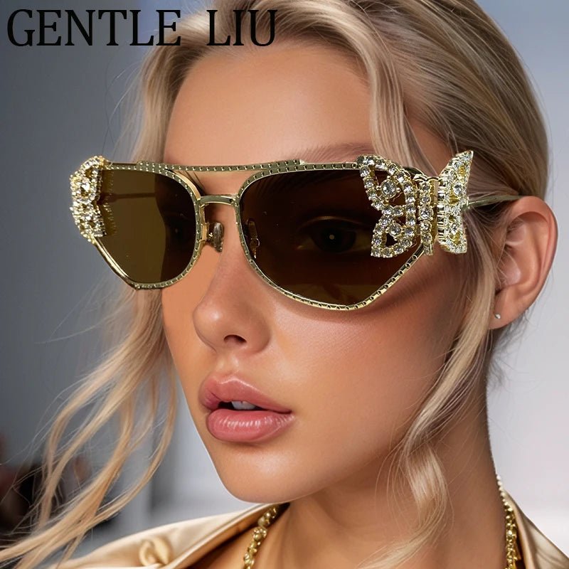 Women Cat Eye Sunglasses Rhinestone UV400 - ShalayeFashion