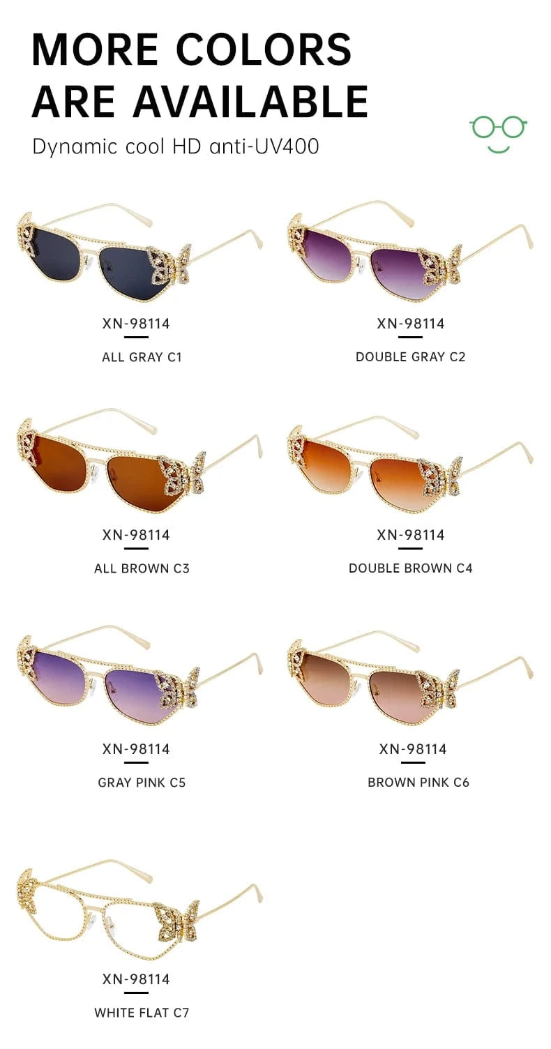 Women Cat Eye Sunglasses Rhinestone UV400 - ShalayeFashion