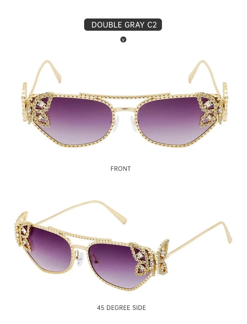 Women Cat Eye Sunglasses Rhinestone UV400 - ShalayeFashion