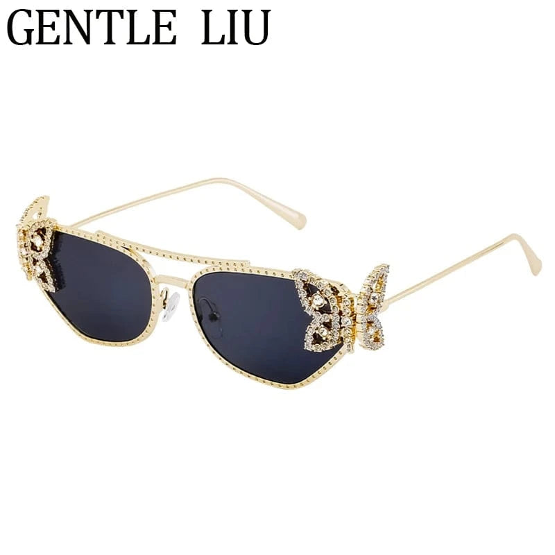 Women Cat Eye Sunglasses Rhinestone UV400 - ShalayeFashion