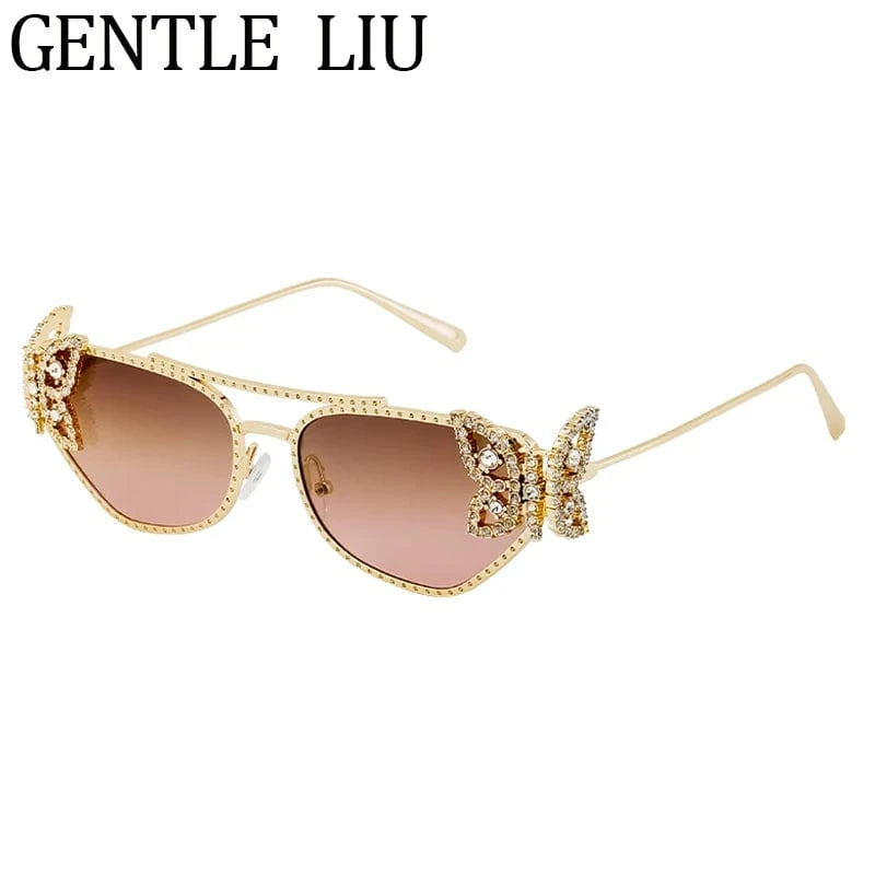 Women Cat Eye Sunglasses Rhinestone UV400 - ShalayeFashion