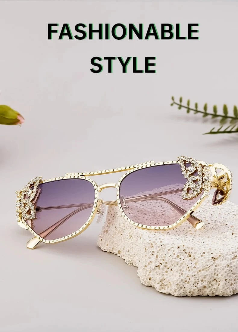 Women Cat Eye Sunglasses Rhinestone UV400 - ShalayeFashion
