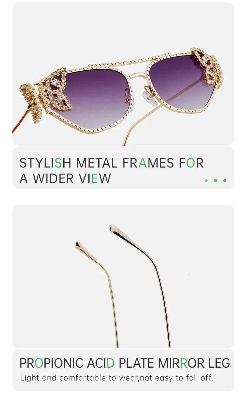 Women Cat Eye Sunglasses Rhinestone UV400 - ShalayeFashion