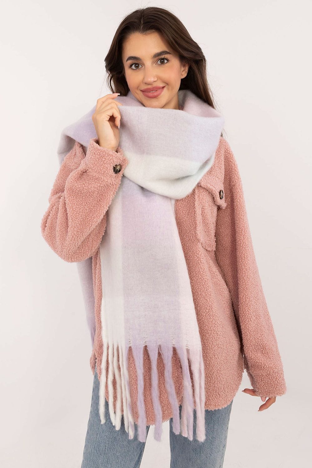 Women Check Pattern Scarf 217cm - ShalayeFashion