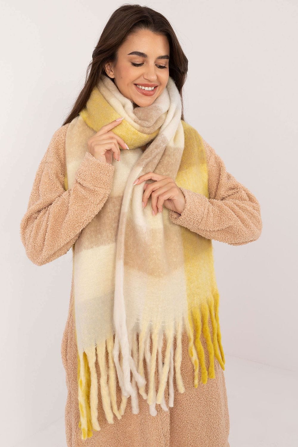 Women Check Pattern Scarf 217cm - ShalayeFashion